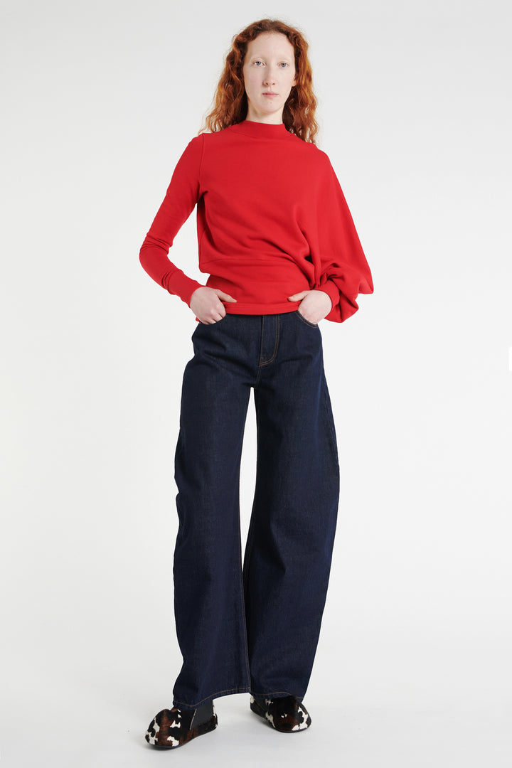 Slouched Sleeve Sweatshirt Red