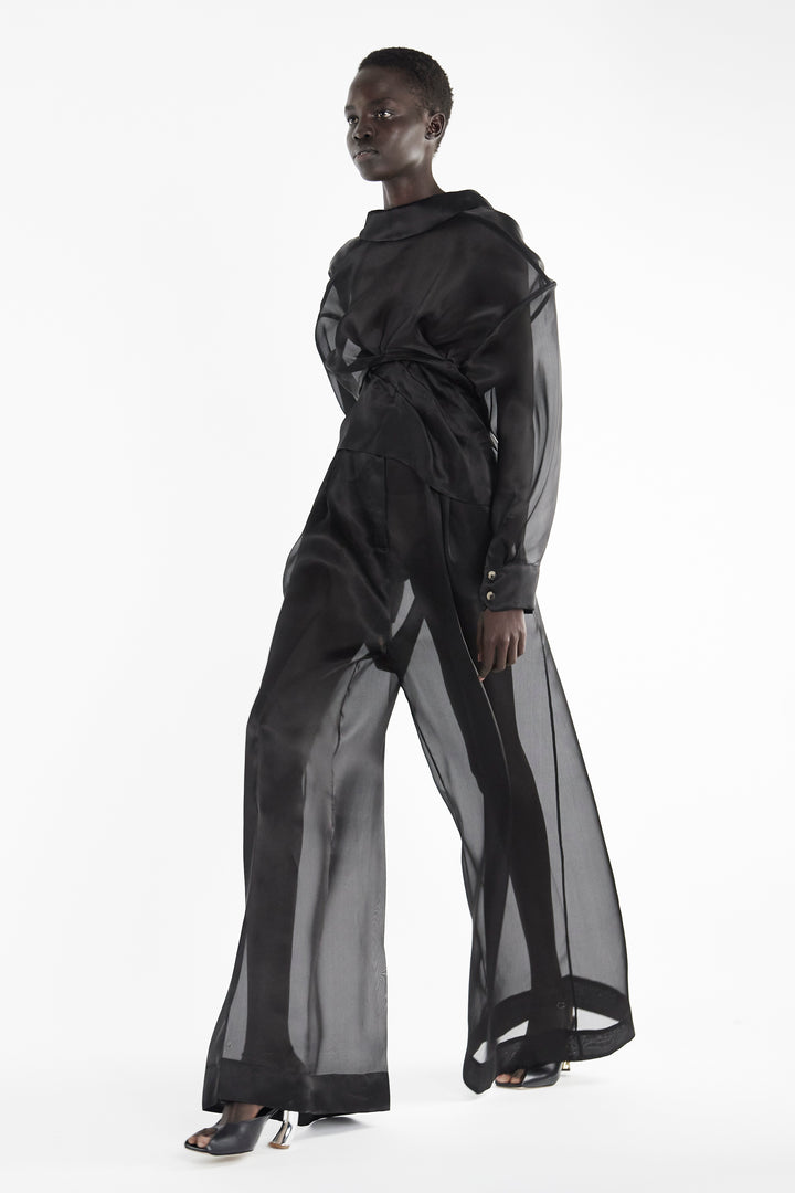 Organza Wide Leg Pants Black