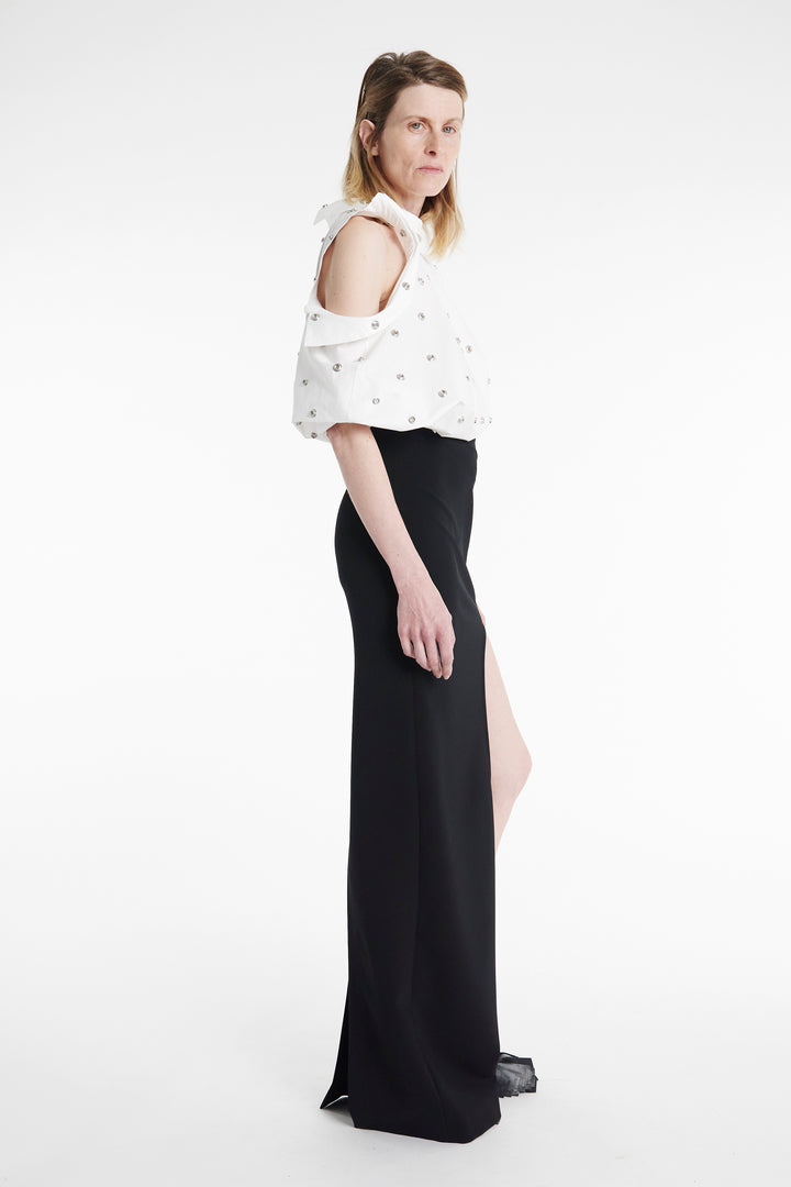 Studded Double Collar Shirt White