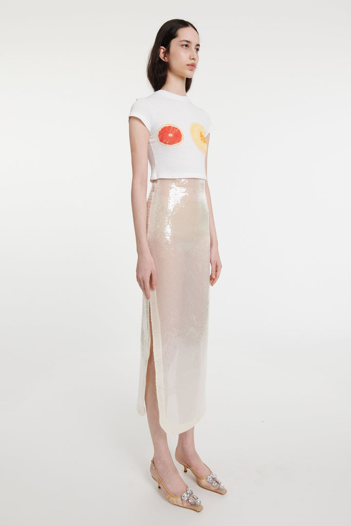 Sequined Skirt Ivory