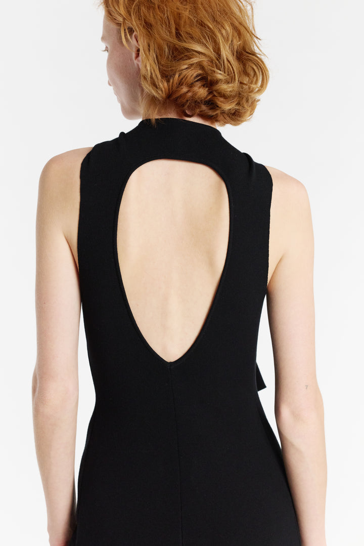 Knit Dress With Neck Tie Black