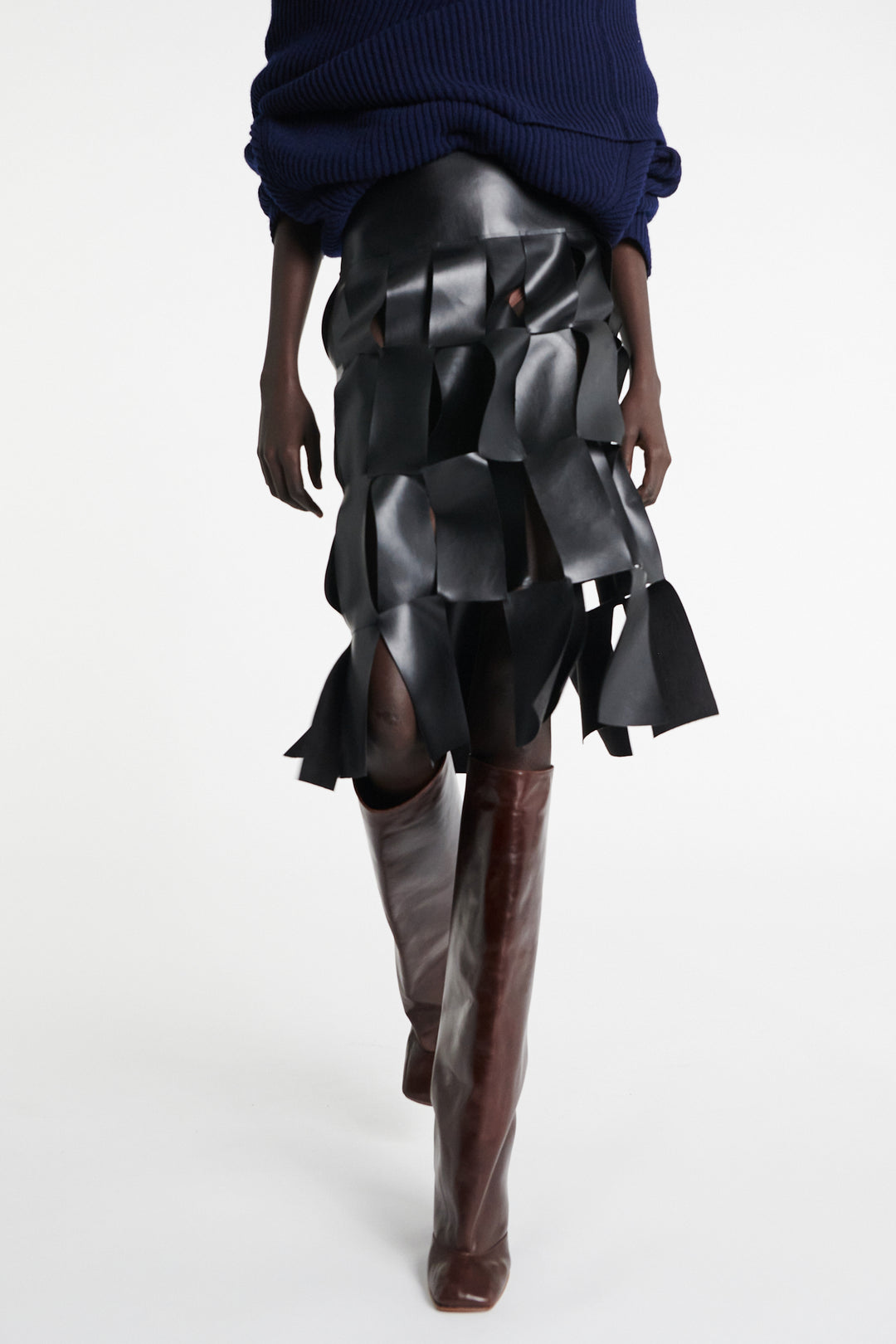 Midi Multi Rectangle Skirt Black