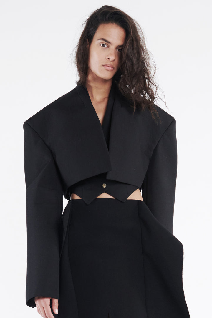 Cropped Tuxedo Jacket Black