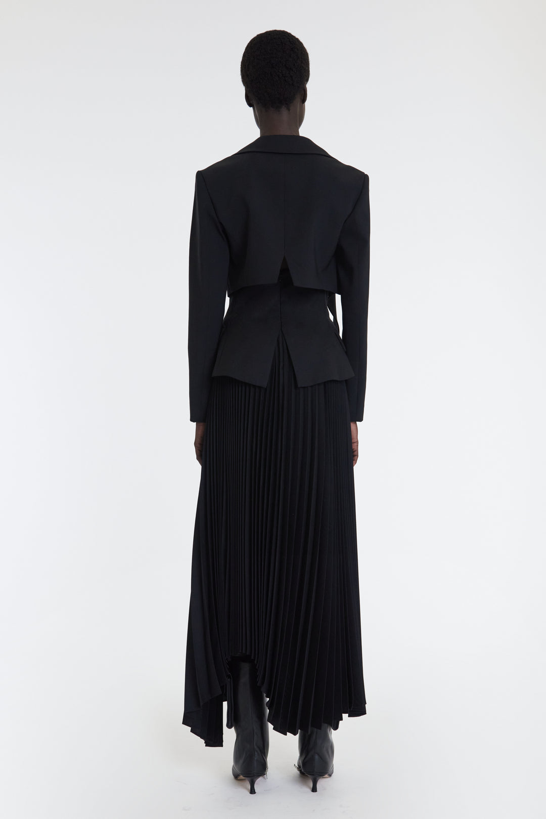 Cropped Wrap Around Jacket With Ties Black