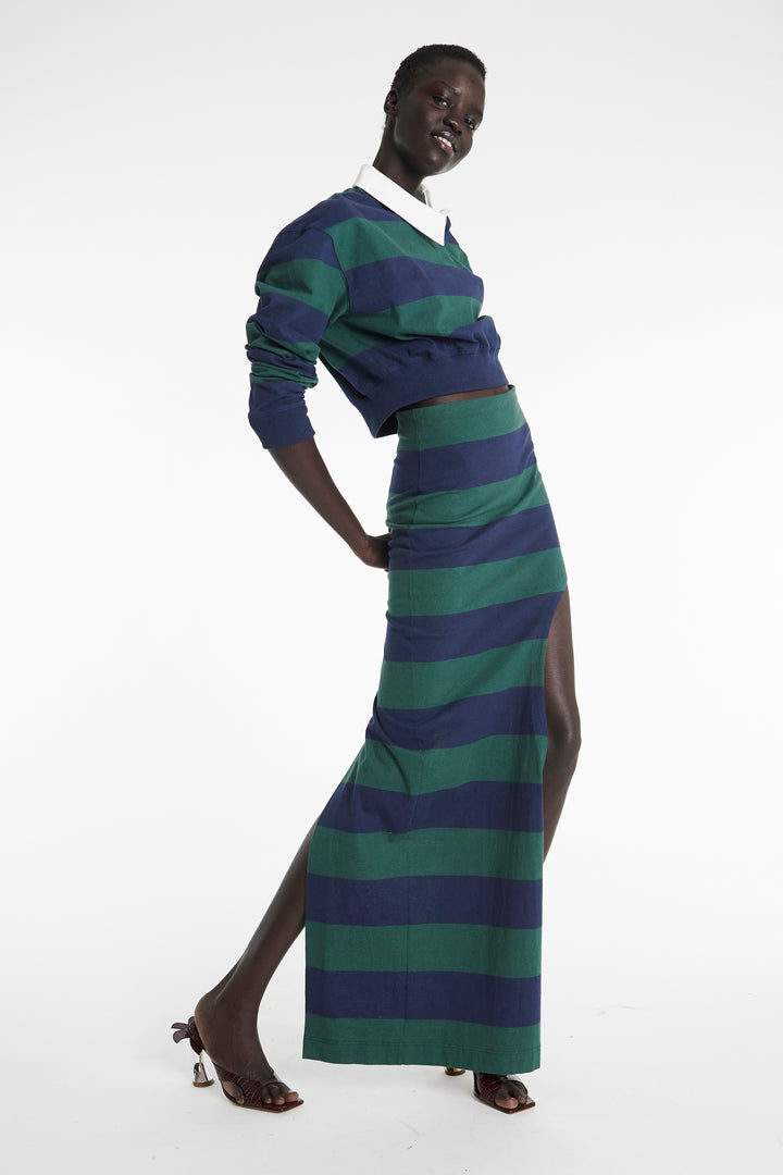 Pencil Skirt With Cut Out Emerald Green Navy