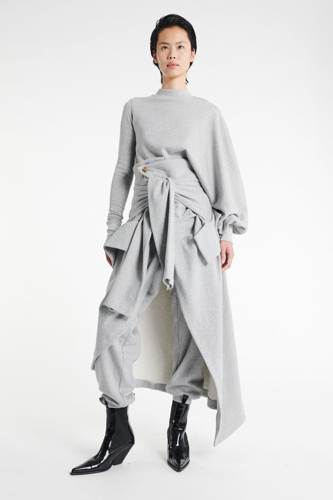 Jersey Slouched Sleeve Sweatshirt Grey Melange