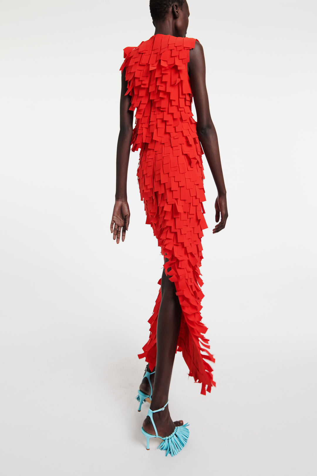 Multi Rectangle Skirt Red