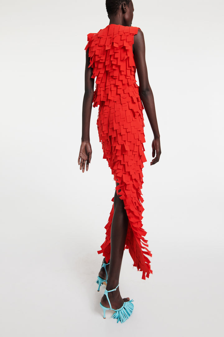 Multi Rectangle Skirt Red