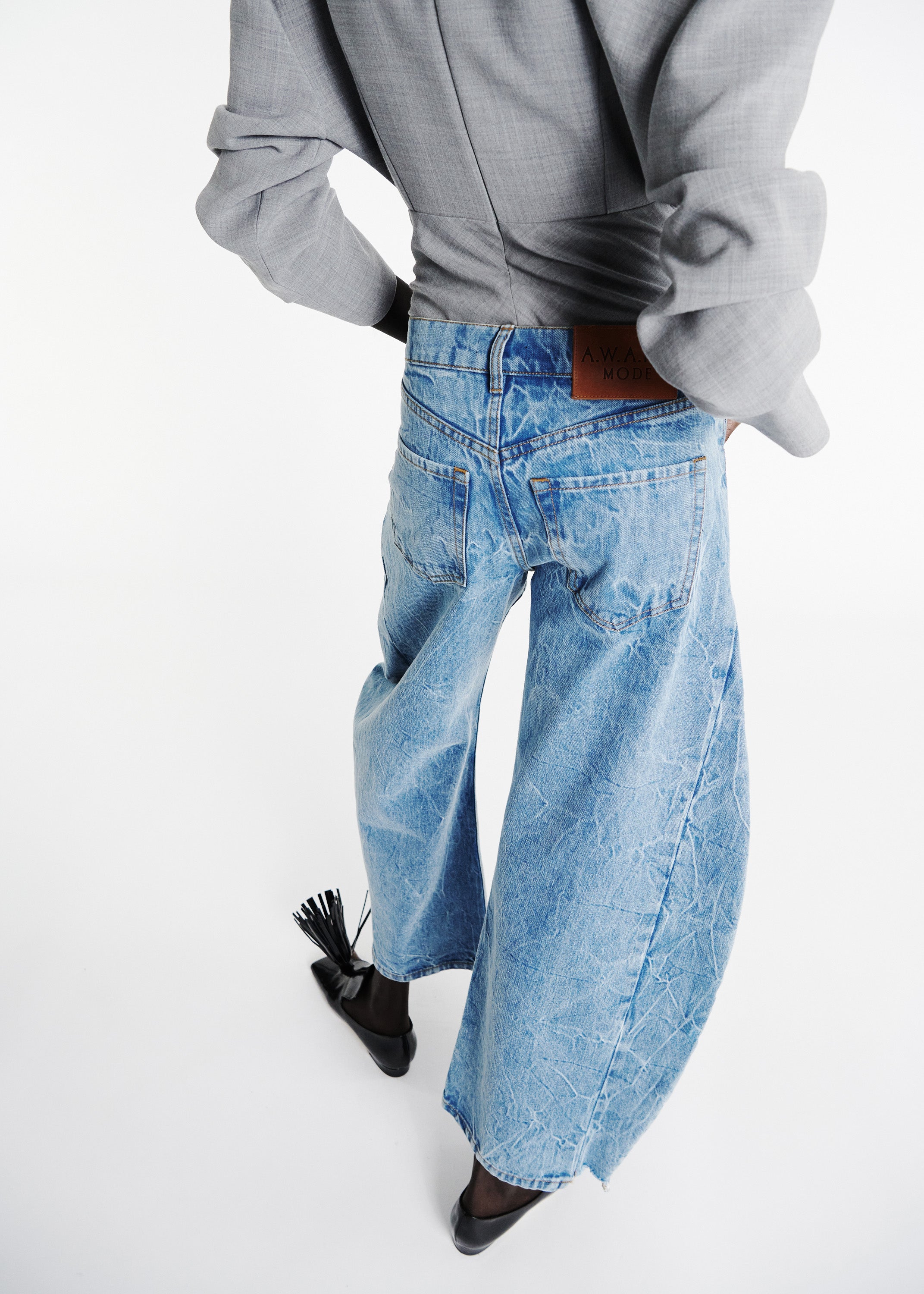 Acid Wash Denim Side Insert Jeans Indigo Acid Wash | Luxury