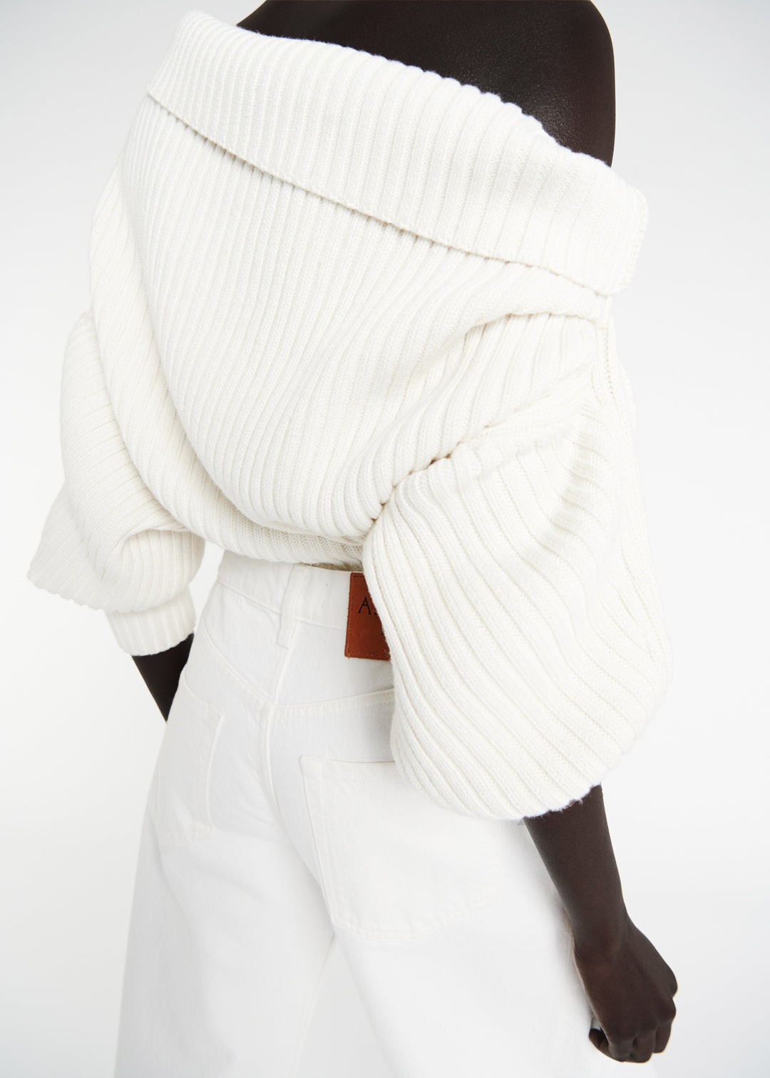 Heavy Rib Sweater With Buttons Ivory