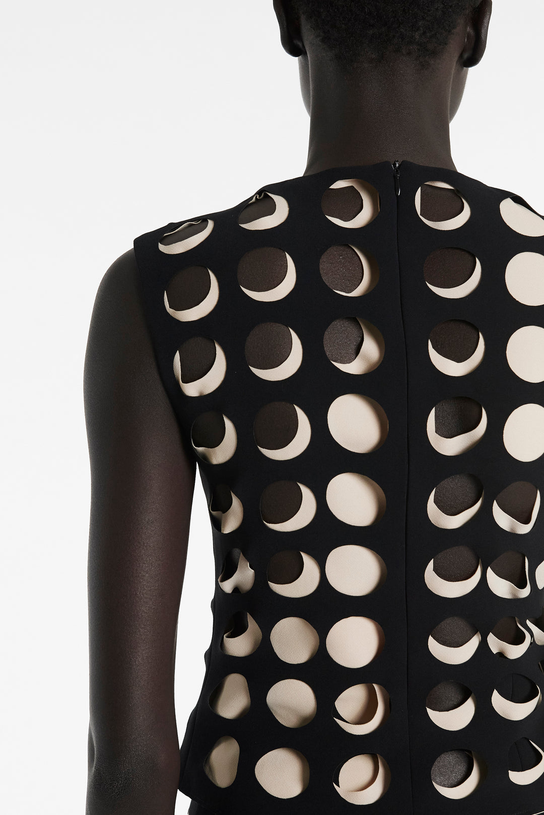 Top With Layered Circular Cutouts Black Nude