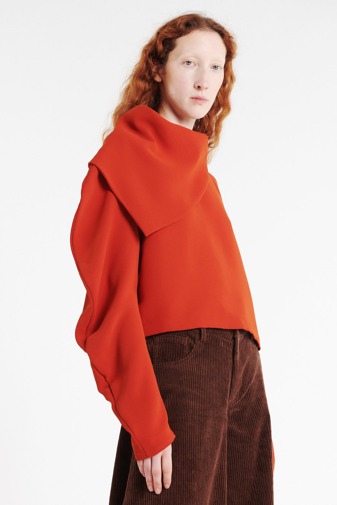 Draped Collar Top Terracotta