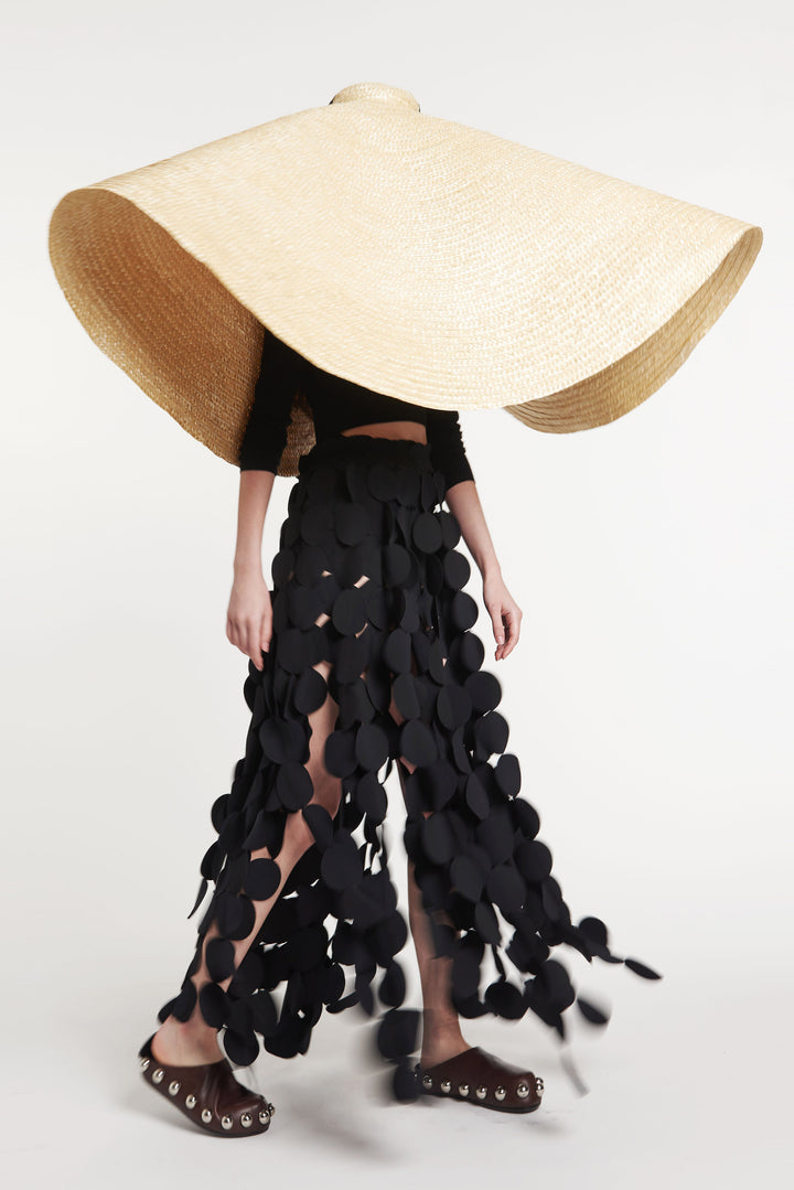 Multi Circle Layered Maxi Skirt Black