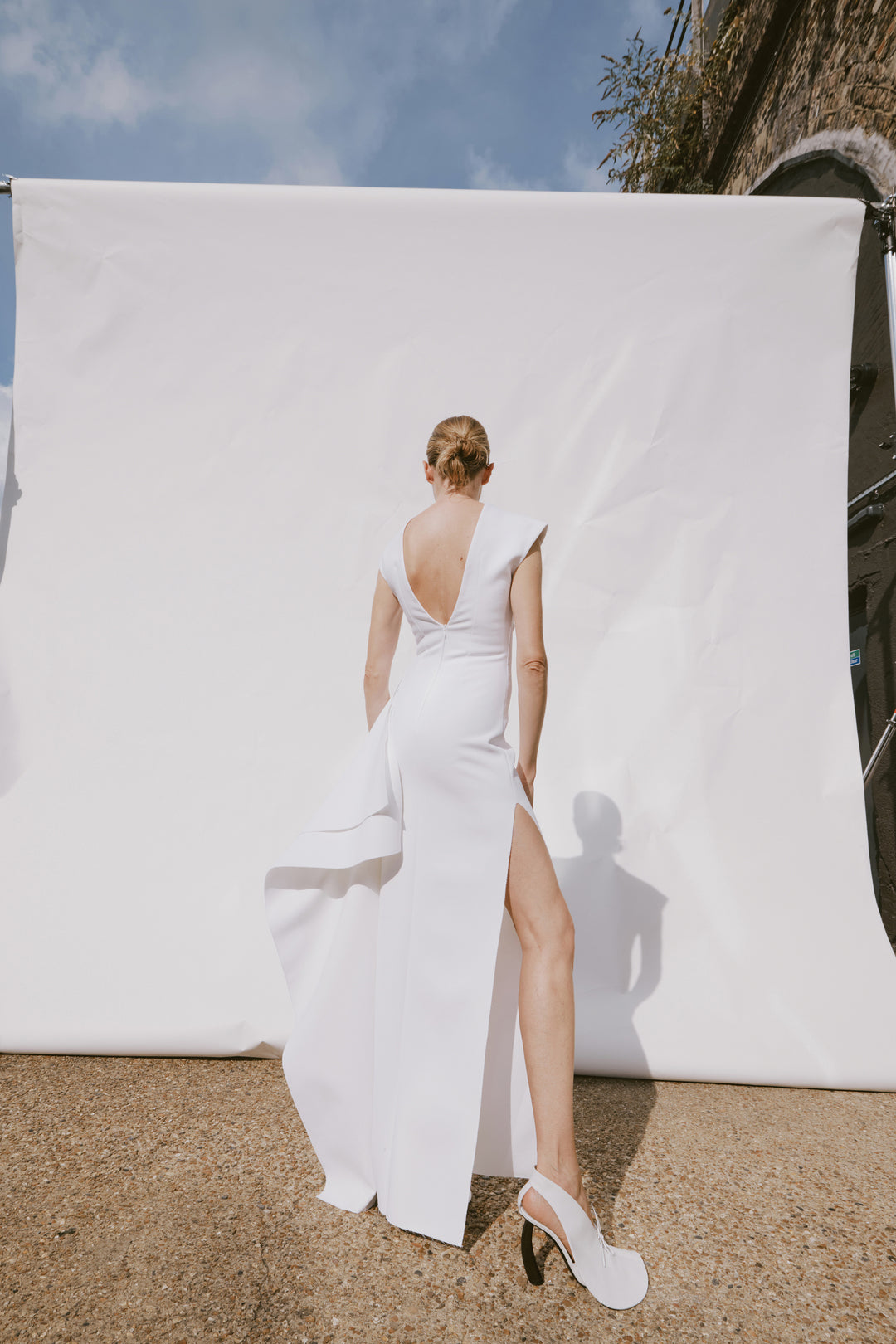 High Neck Pencil Dress With Side Panel Detail White | Luxury Womenswear | A.W.A.K.E MODE A.W.A.K.E. MODE High Neck Pencil Dress With Side Panel Detail White | Luxury Womenswear | A.W.A.K.E MODE A.W.A.K.E. MODE