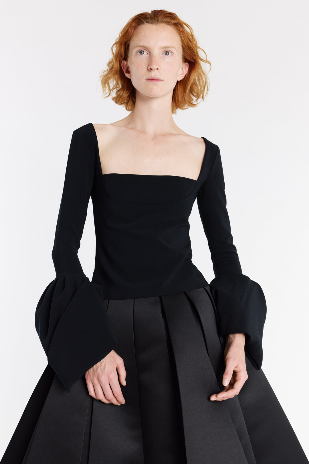 Satin Panelled Skirt Black