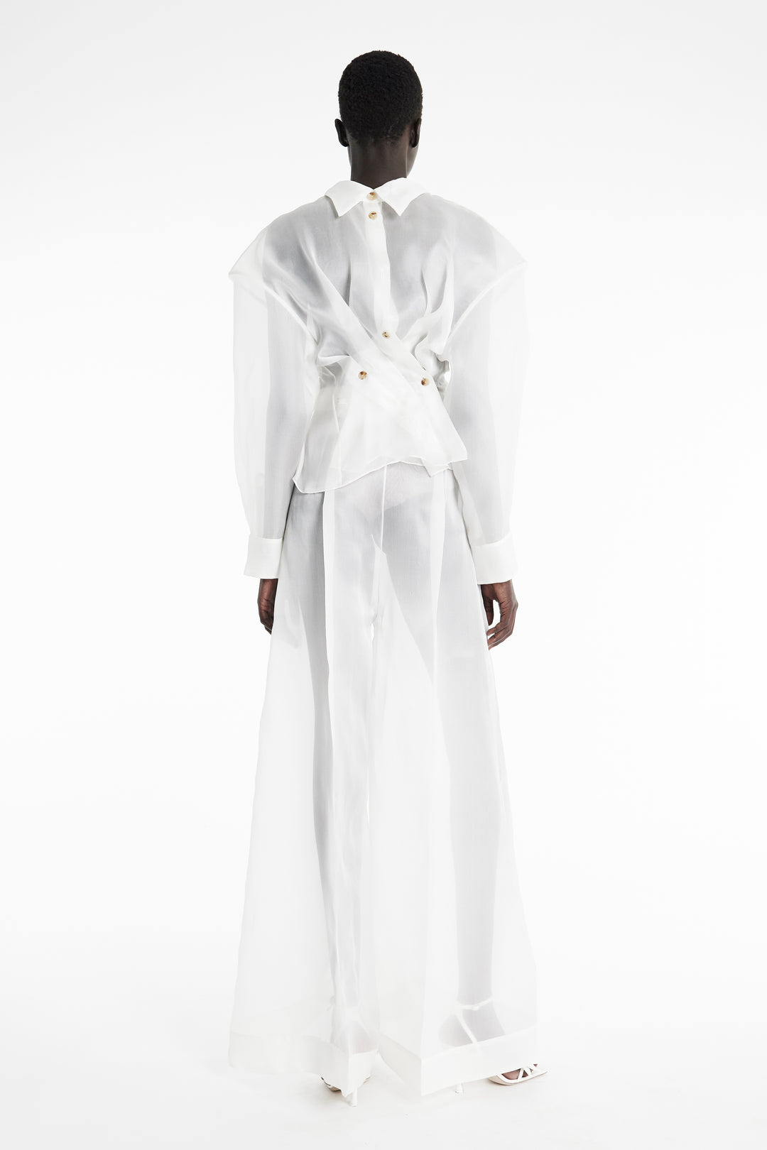 Organza Wide Leg Pants White