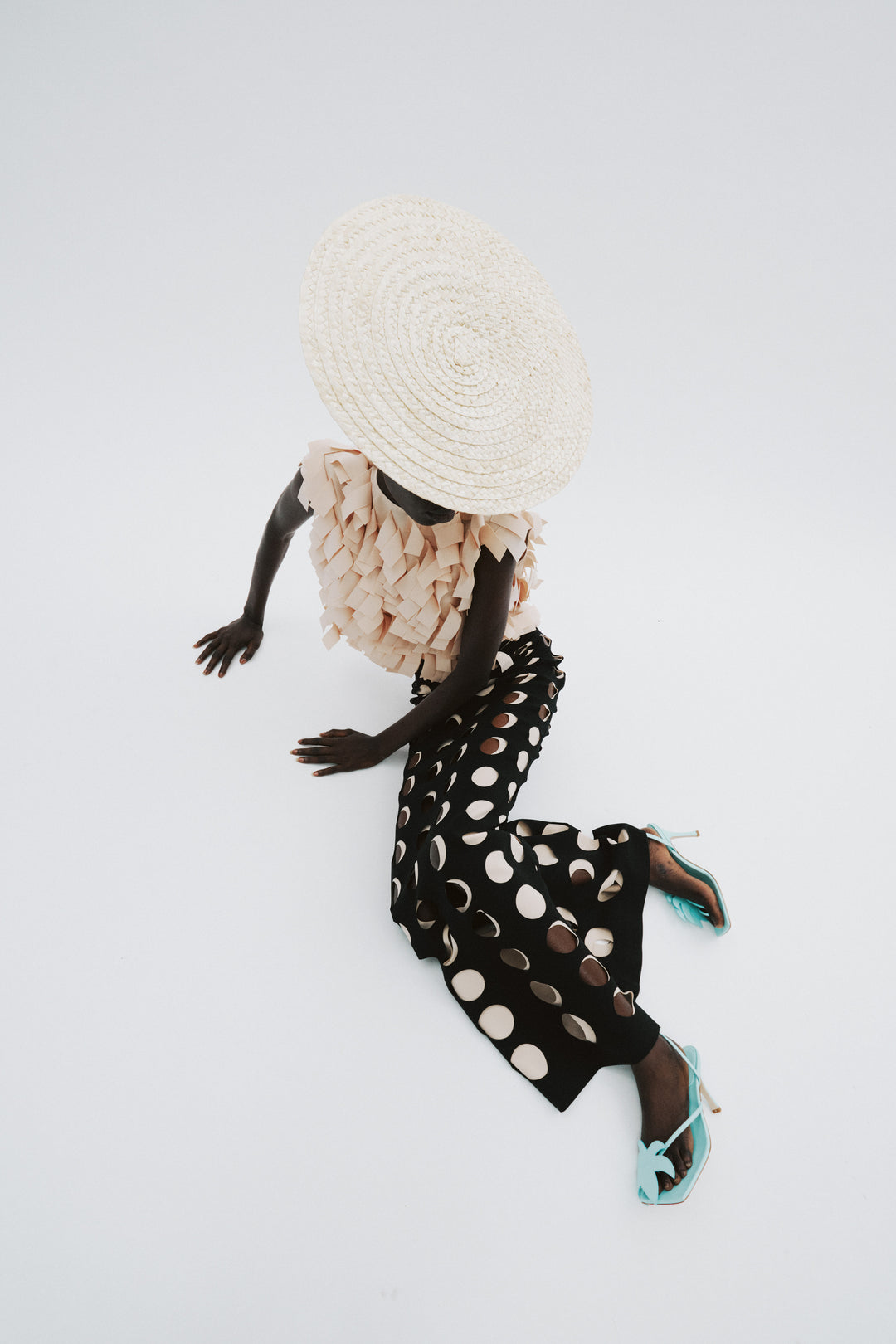 Layered Circular Cutouts Skirt Black Nude