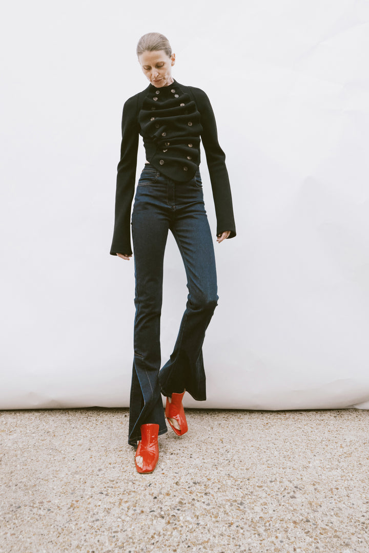 Bib-Front Structured Jacket Black