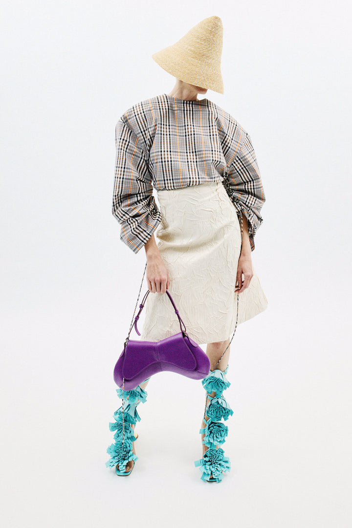 Knee-Length A-Line Skirt Ecru