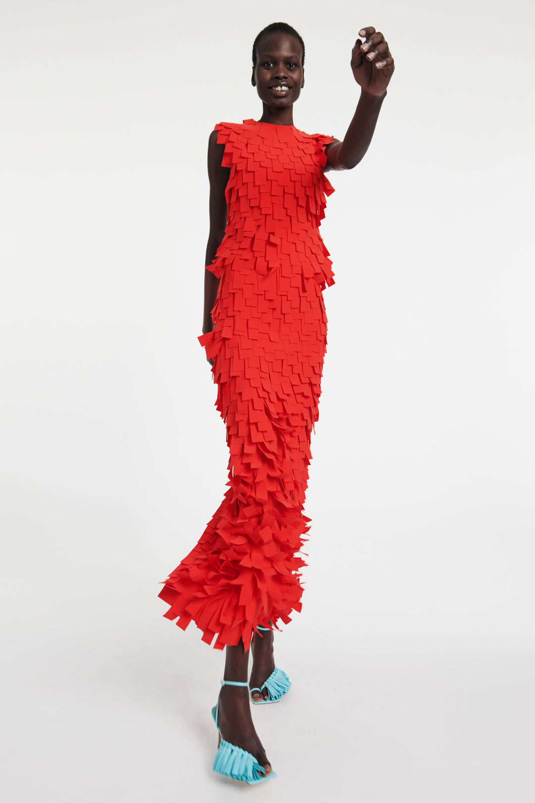 Multi Rectangle Skirt Red