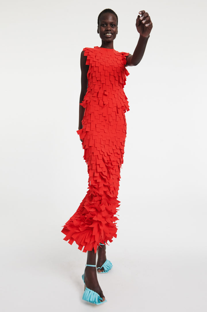 Multi Rectangle Skirt Red