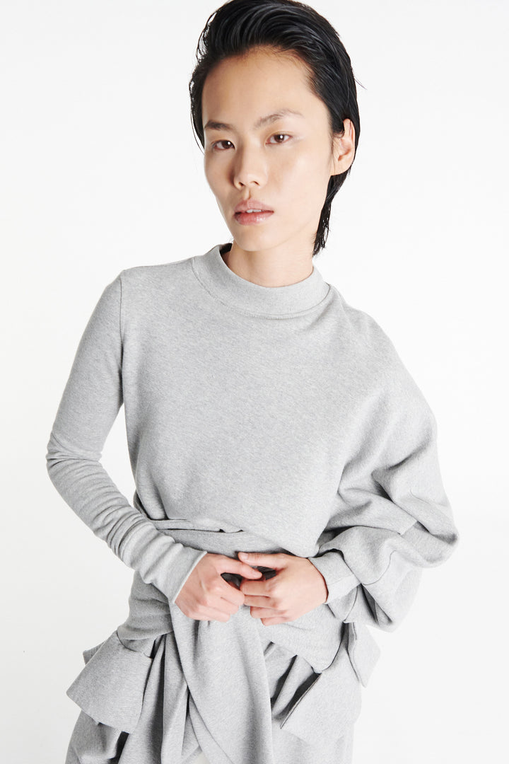 Jersey Slouched Sleeve Sweatshirt Grey Melange