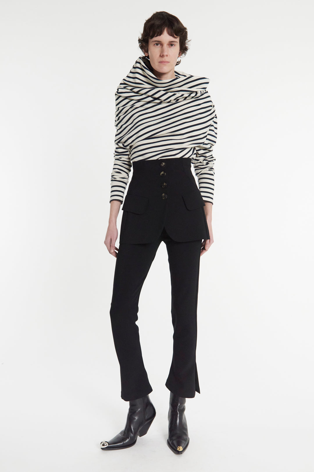 Slim Leg Trouser With Basque Detail Black