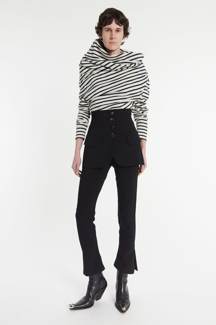 Slim Leg Trouser With Basque Detail Black