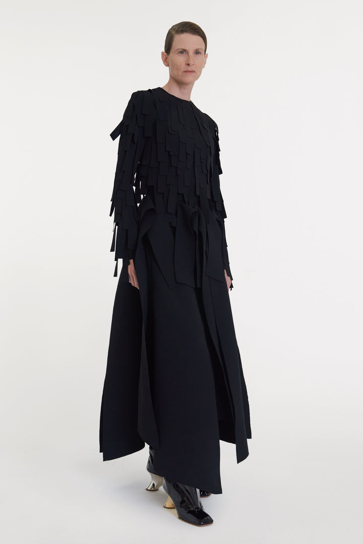 Multiple Asymmetric Panels Skirt Black