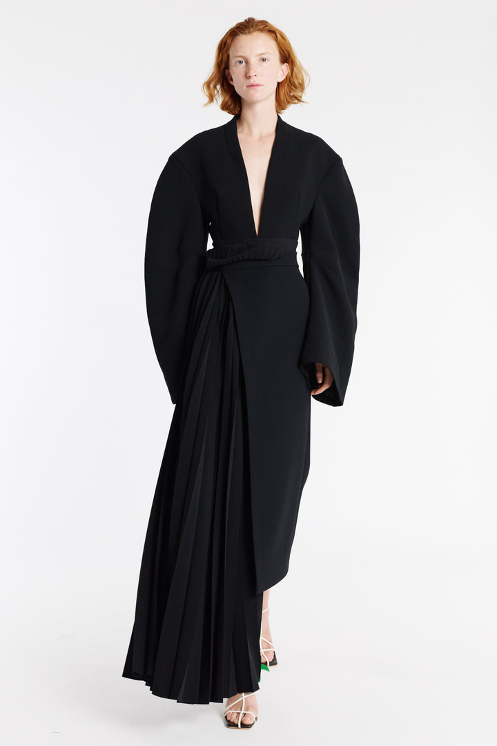 Skirt With Pleated Insert Black