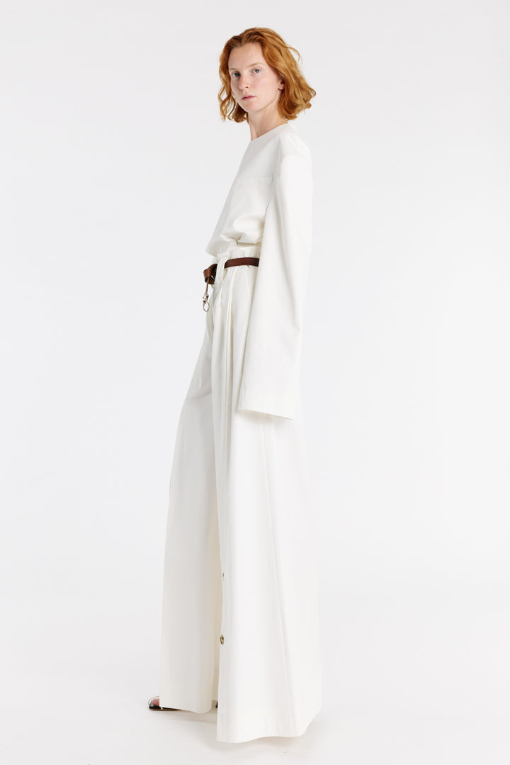 Full Split Wide Leg Trousers White