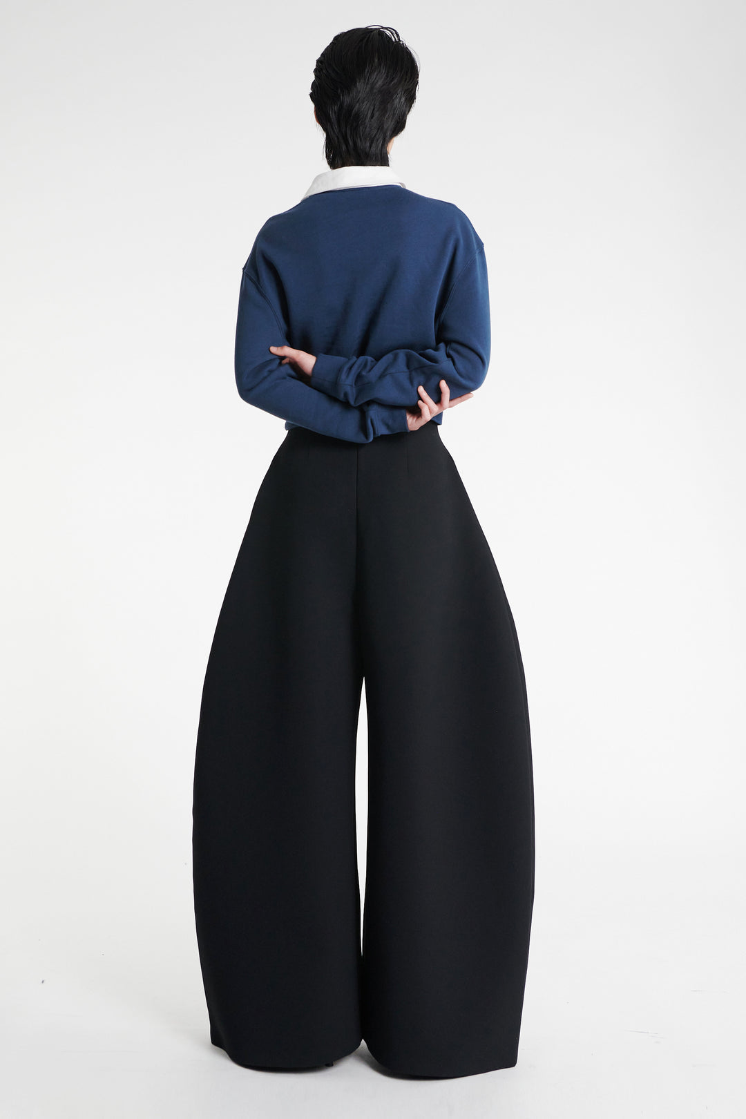 High Rise Rounded Trousers Black