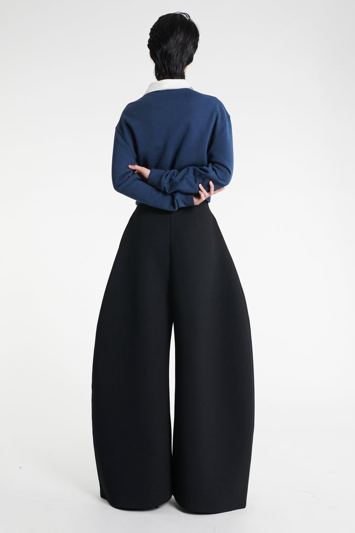 High Rise Rounded Trousers Black