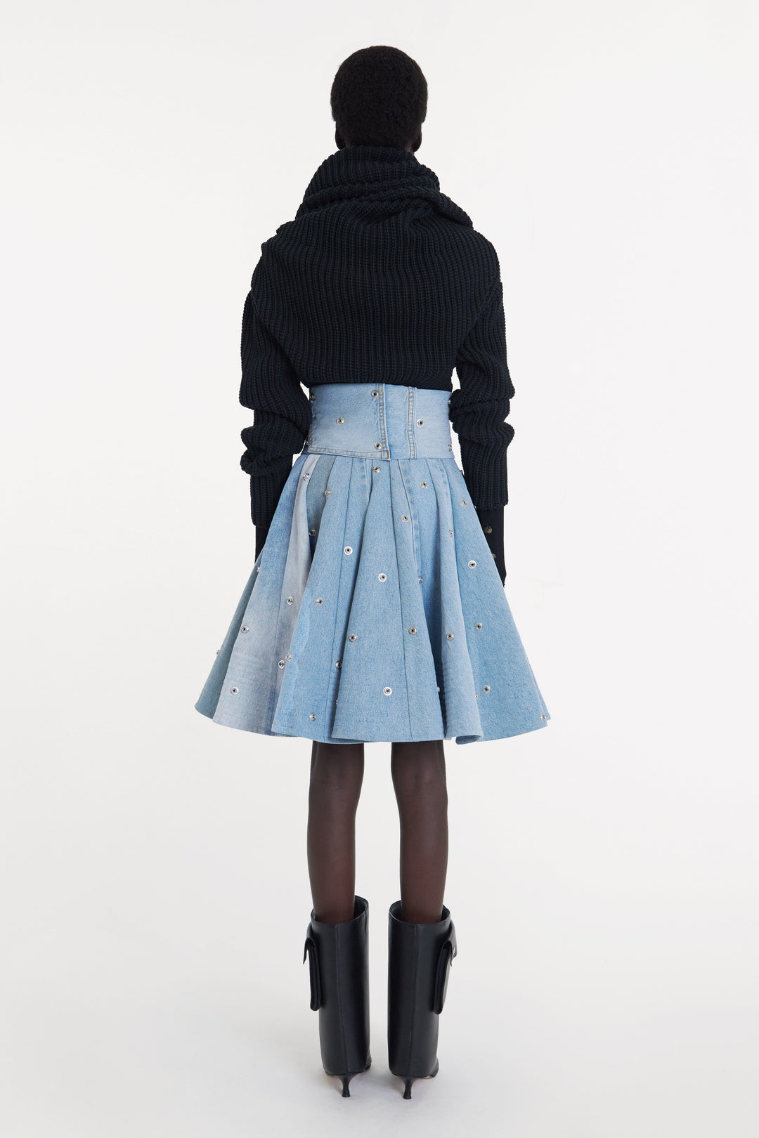 Knit Snood Top With Gloves Black