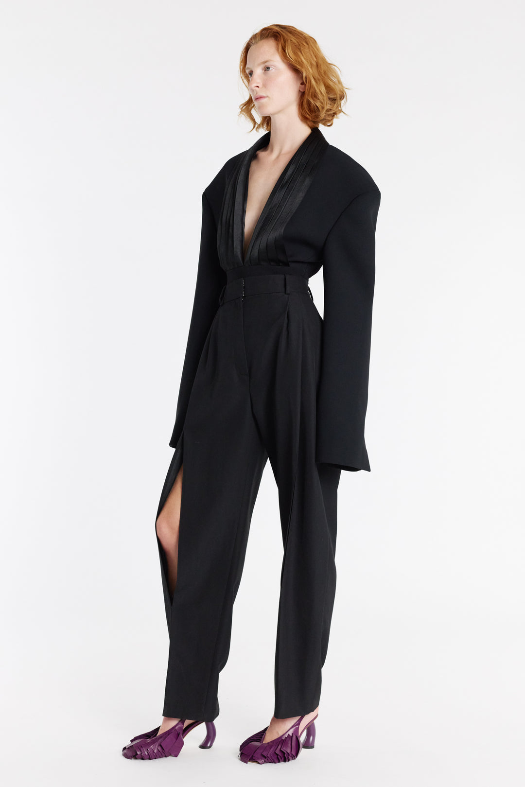 Trousers With Vertical Knee Slits Black