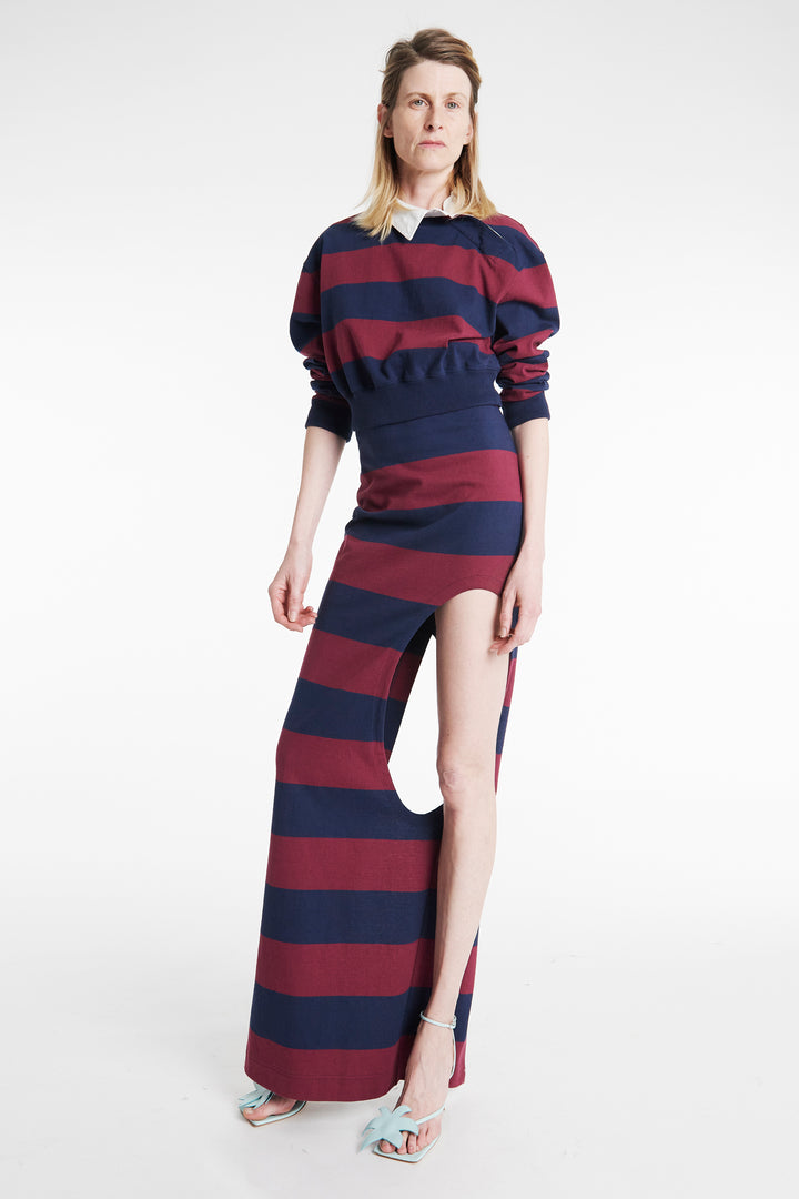 Pencil Skirt With Cut Out Burgundy Navy