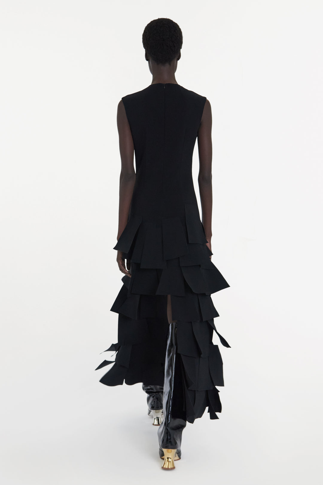 Sleeveless Dress With Laser Cut Elements Black