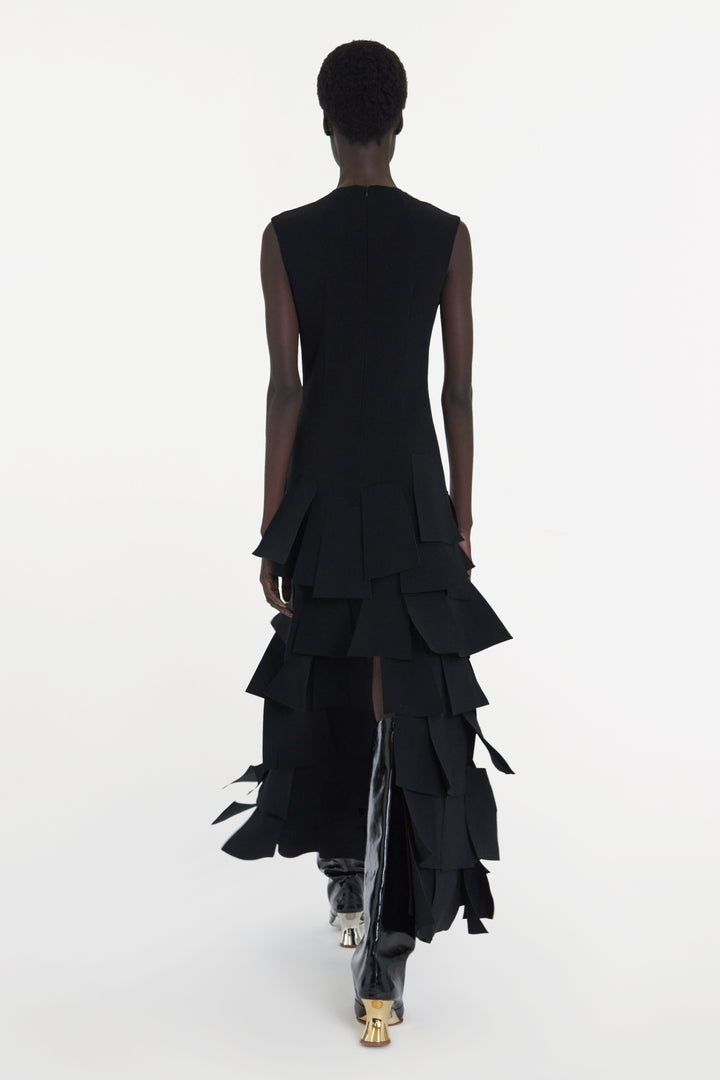 Sleeveless Dress With Laser Cut Elements Black