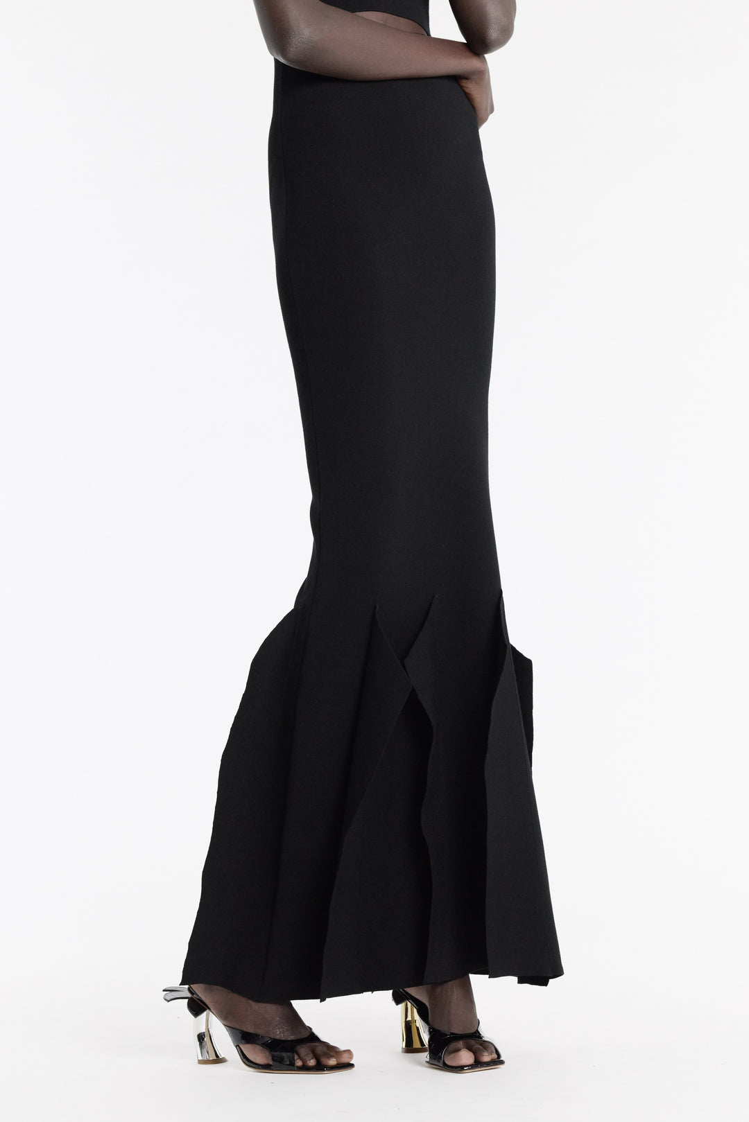 Knit Dress With Hem Panel Detail Black