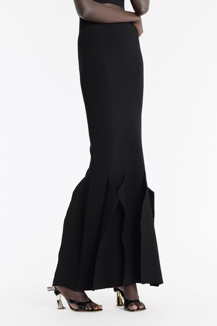 Knit Dress With Hem Panel Detail Black