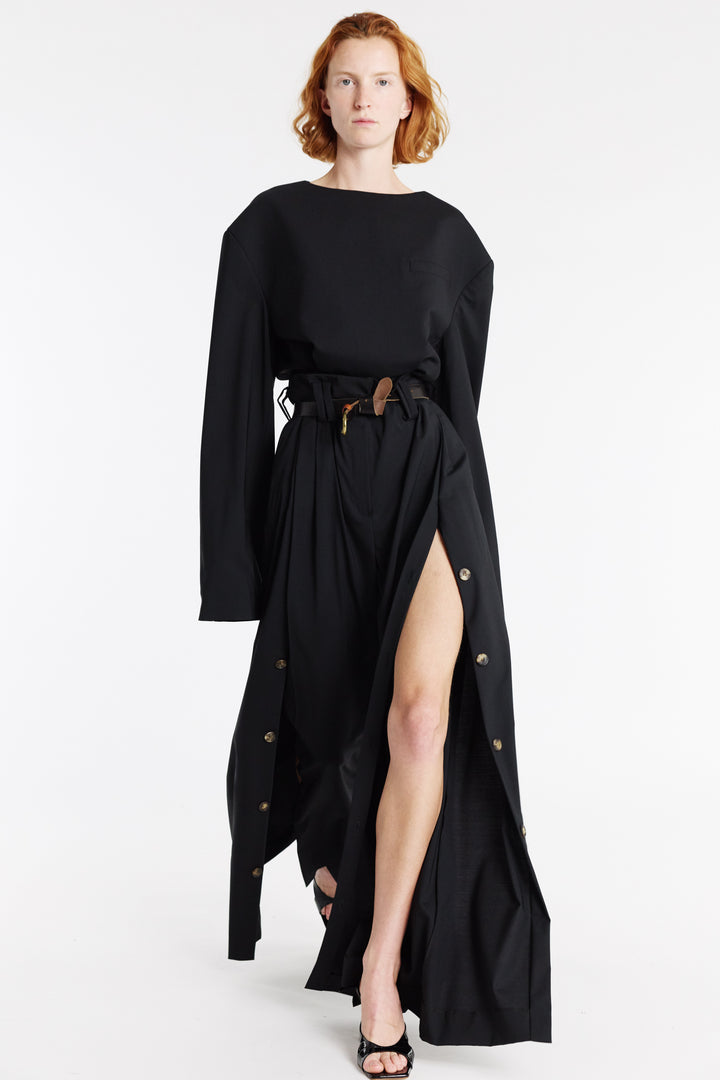 Full Split Wide Leg Trousers Black