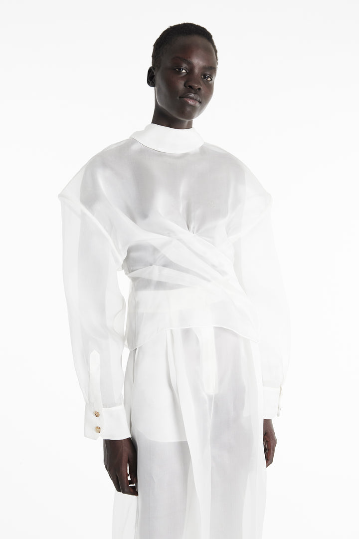 Organza Twisted Shirt White