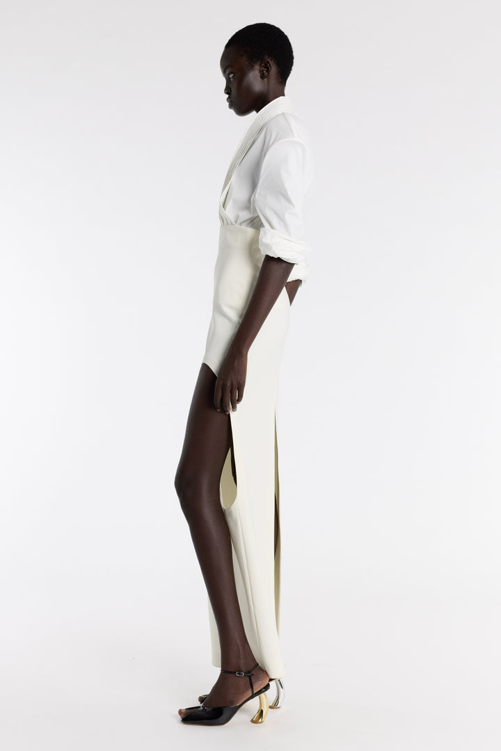 Cummerbund Collar Tuxedo Top White