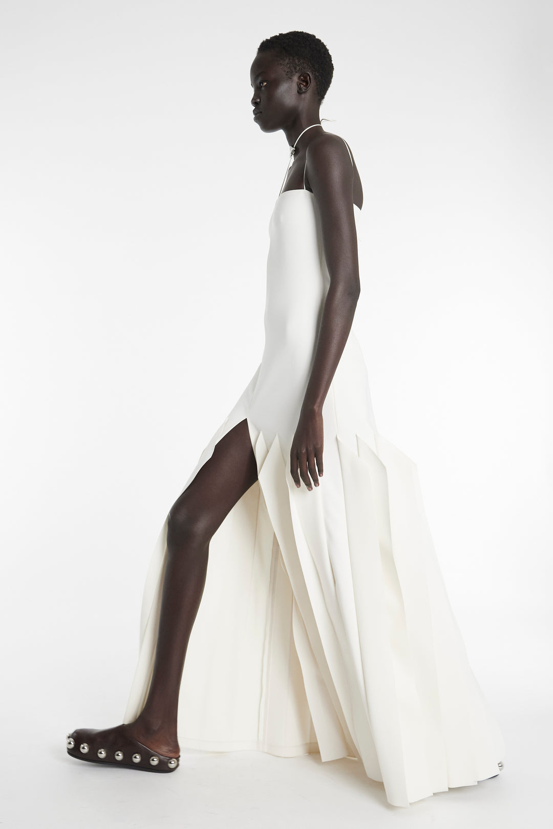 Full Length Lip Choker Dress Ivory