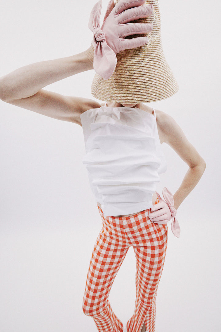 Open Back Bib-Front Top White