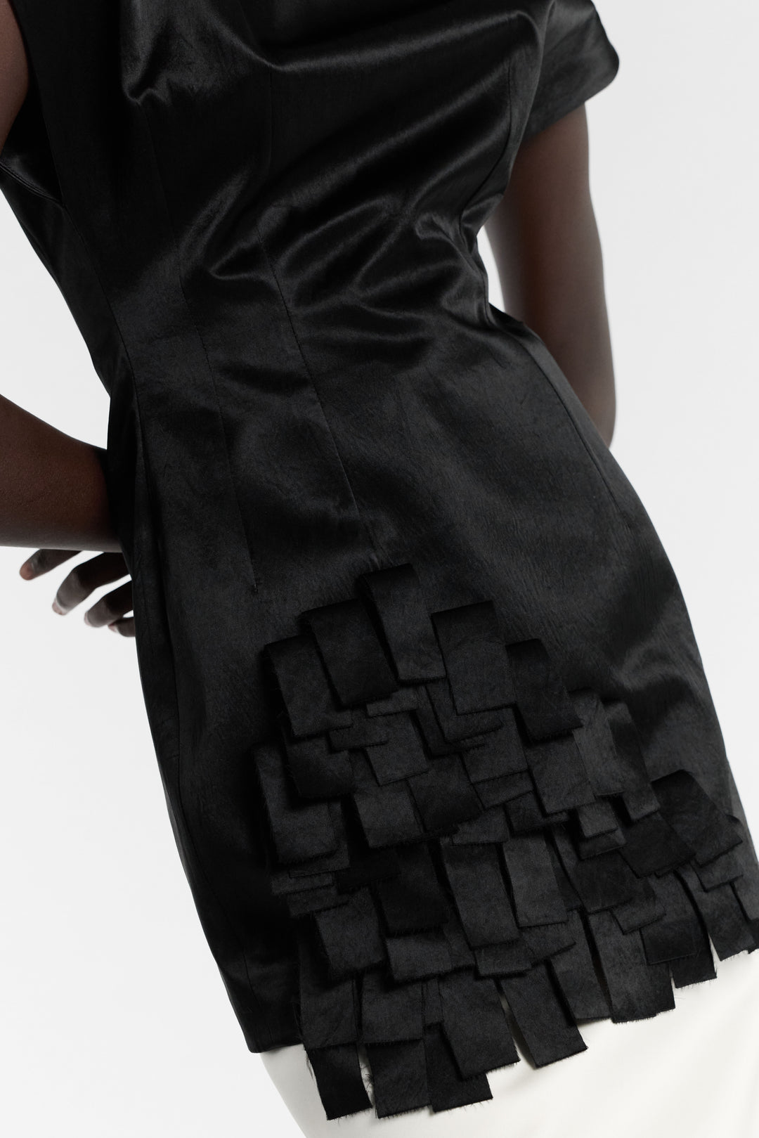 Satin Top With Rectangle Detail Black