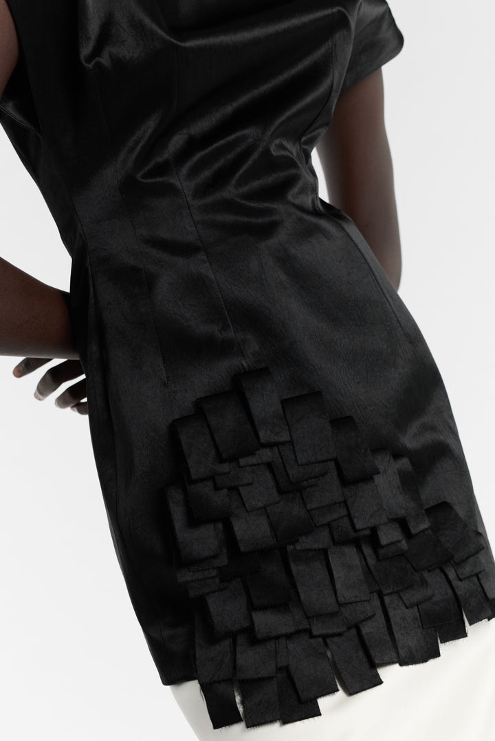 Satin Top With Rectangle Detail Black