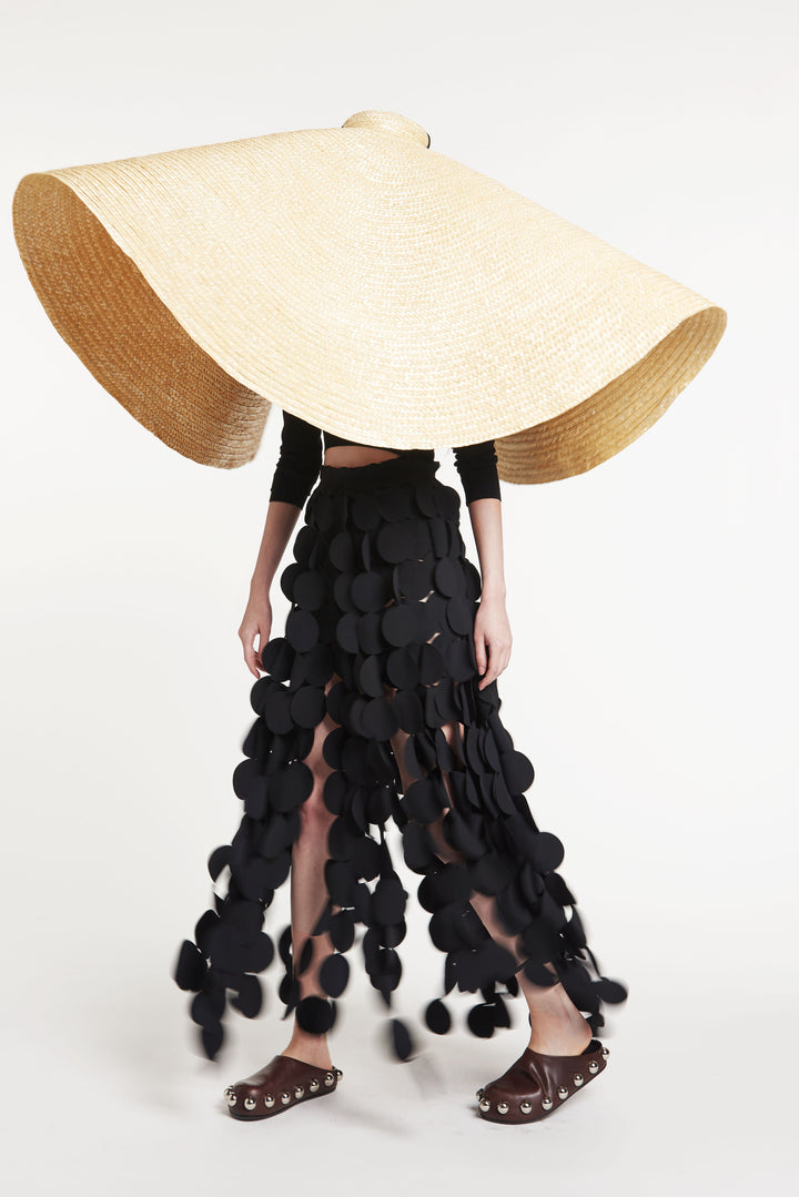 Multi Circle Layered Maxi Skirt Black