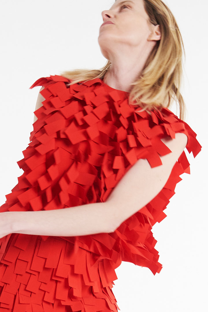 Top With Rectangle Detail Red