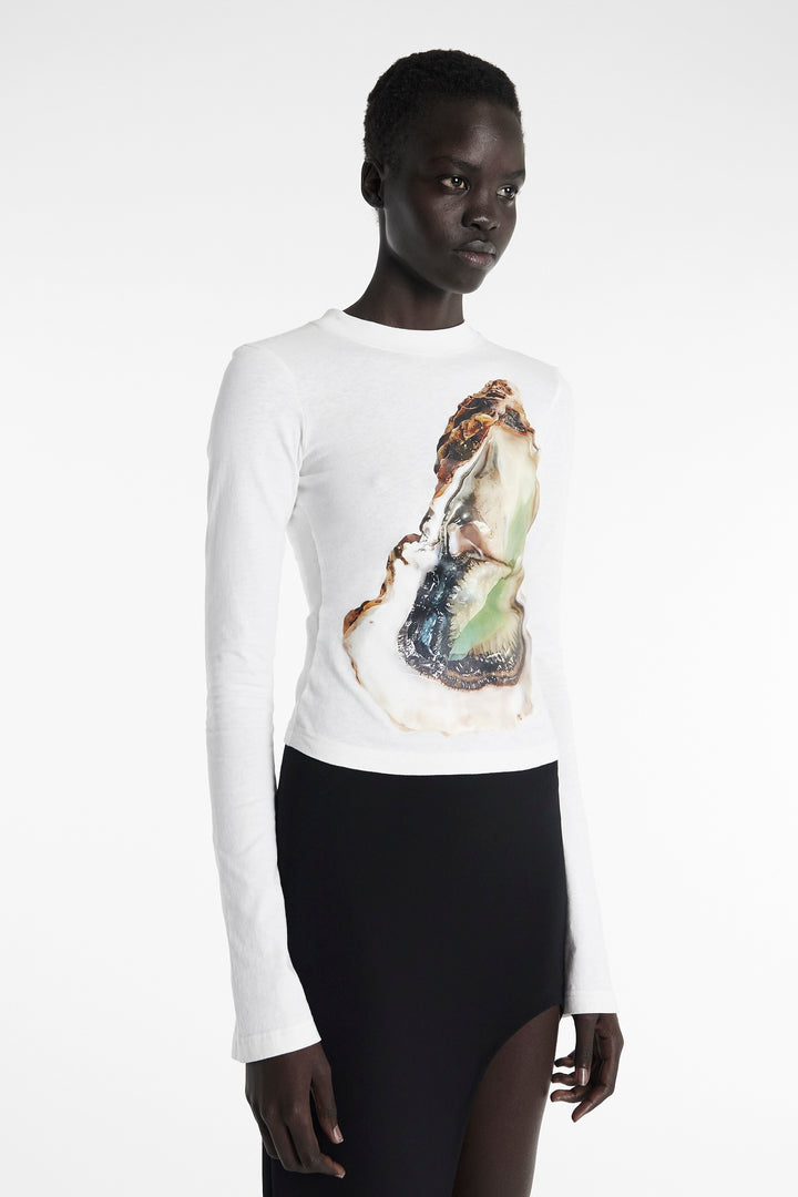 売れ筋商品|||アウェイク モード Tシャツ レディース トップス OYSTER GRAPHIC LONG SLEEVE TEE - Long sleeved top - off white Oyster Long Sleeve Tee Off White | Luxury Womenswear